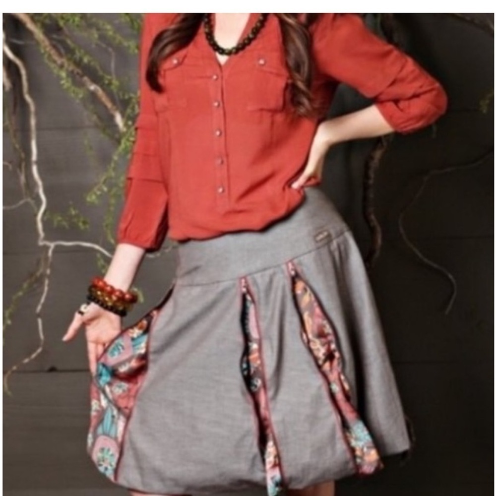 Matilda Jane You and Me Harriett Zippered A-Line Skirt Size M Patterned